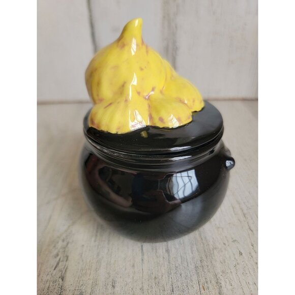 Vintage Mini cauldron face trinket container Halloween - Picture 4 of 7